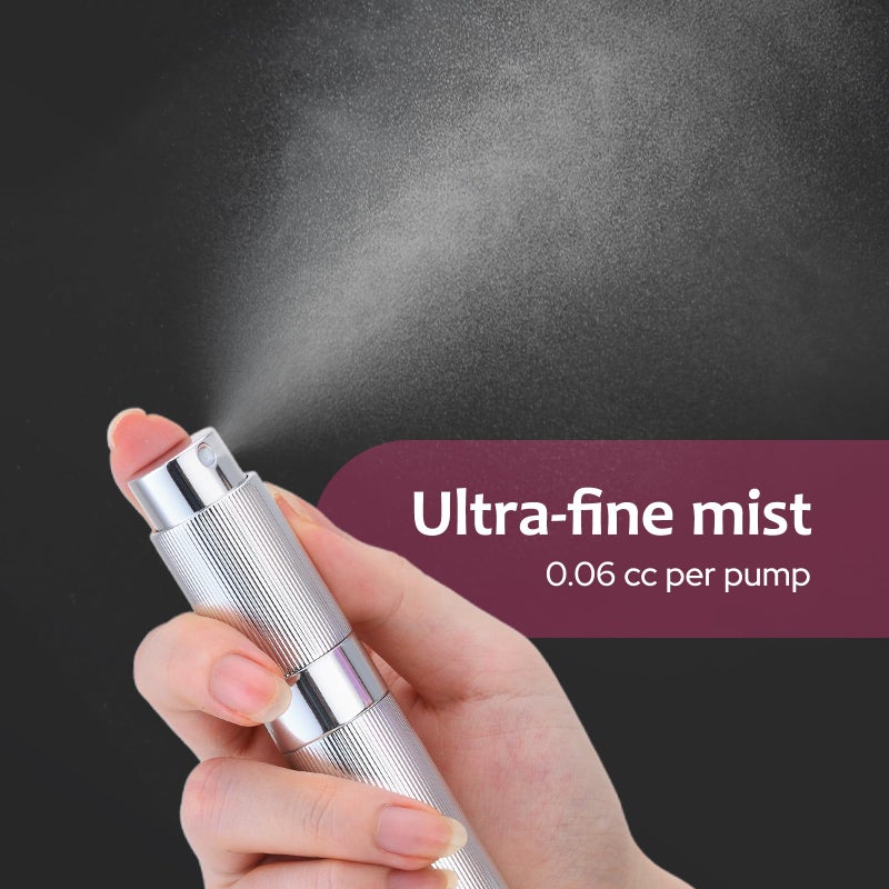 LISAPACK Perfume Travel Refillable Bottle - Atomizer Cologne Spray for Men Portable - Mini Sprayer Empty for Refill - Small Size 8ML Striped (Grey, Black, Silver) - Image 3