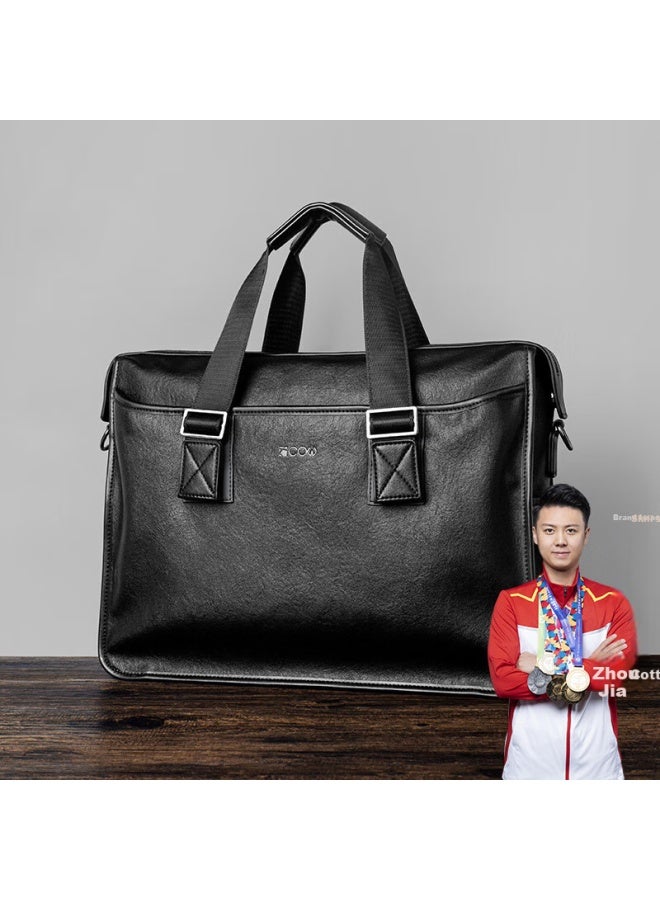 Cow Briefcase, Men's Business Casual Handbag, Large Capacity, Durable, Laptop Bag, Birthday Gift, 8628 Black - Image 1
