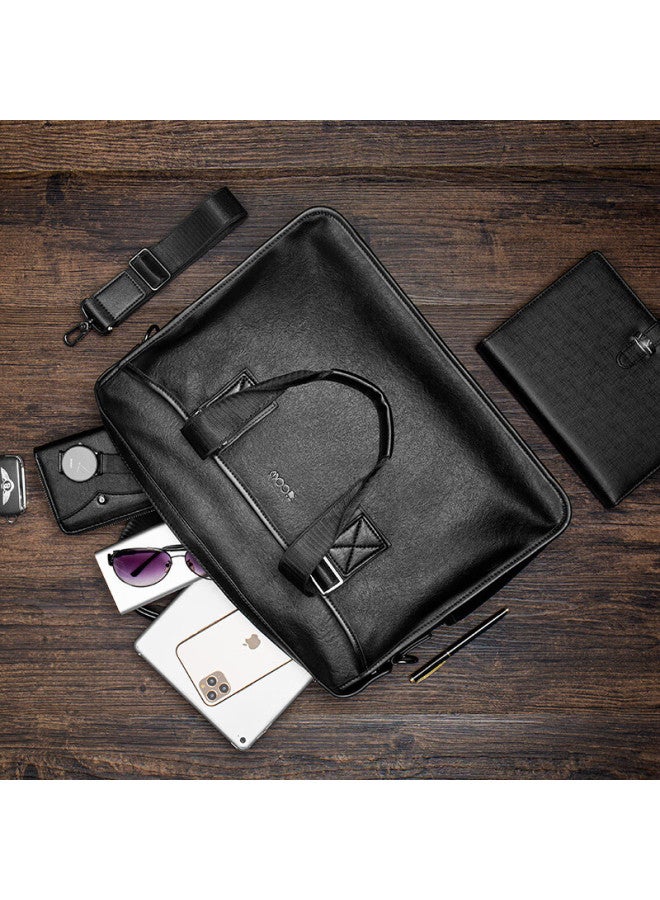 Cow Briefcase, Men's Business Casual Handbag, Large Capacity, Durable, Laptop Bag, Birthday Gift, 8628 Black - Image 4
