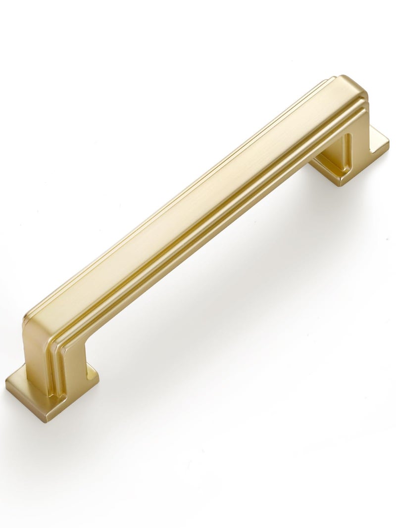 SORWDUERM Sorwdurem 5 Pack 3.78 Inch(96Mm) Brushed Gold Cabinet Pulls Drawer Pulls Kitchen Hardware Cabinet Handles Cupboard Kitchen Hardware - Image 1