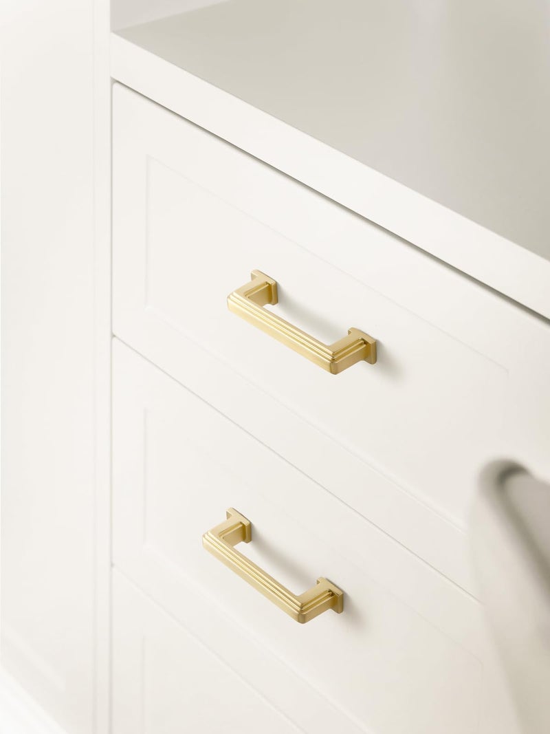 SORWDUERM Sorwdurem 5 Pack 3.78 Inch(96Mm) Brushed Gold Cabinet Pulls Drawer Pulls Kitchen Hardware Cabinet Handles Cupboard Kitchen Hardware - Image 5