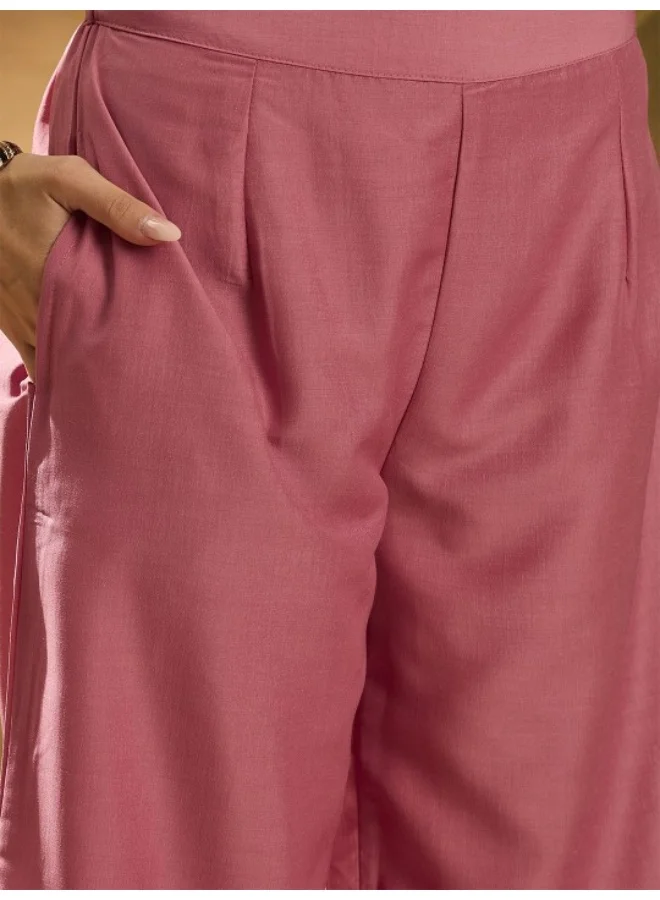 AKS Blush Pink rayon Foil printed Kurta Set