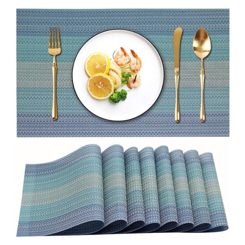 PVC Eco-Friendly Double-Sided Heat Insulation Mat – Blue, 6 Pieces, Non-Slip Table Mat for Hot Pots