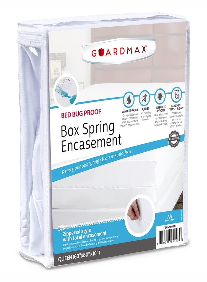 Guardmax Premium Box Spring Cover - Queen Size Waterproof and Bed Bug Proof Zippered Box Spring Encasement - 6 Side Absorbent Boxspring Protects Against Bed Bugs, Dust Mites, Dirt, Spills, and Stains. - Image 1