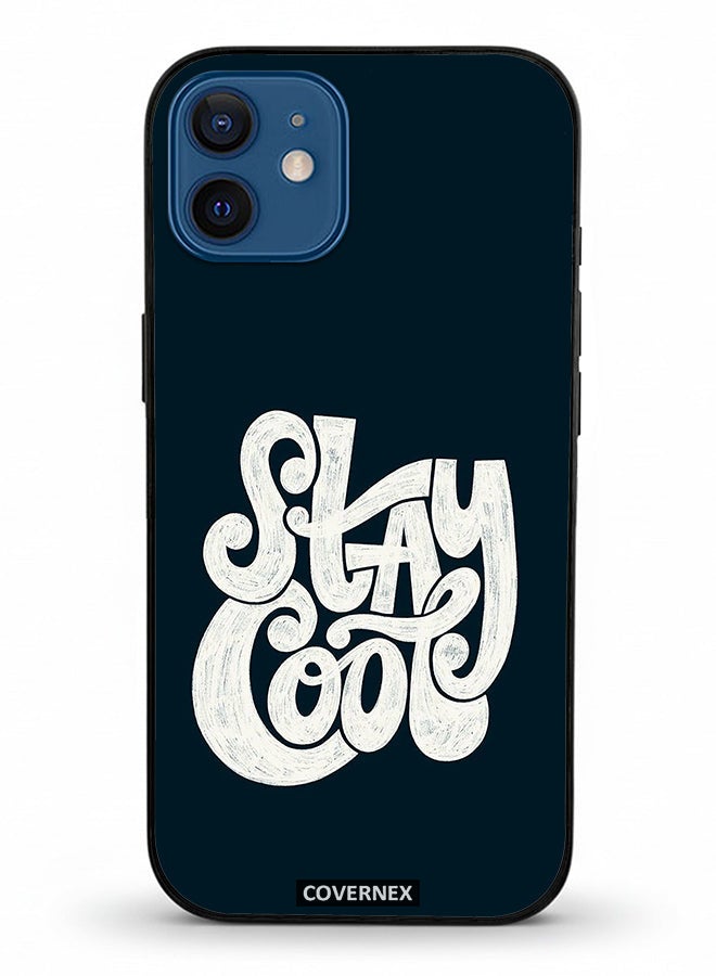 Covernex Apple iPhone 12 Protective Case Cover Printed Featuring Stay Cool Retro Croovy Typography - Image 2