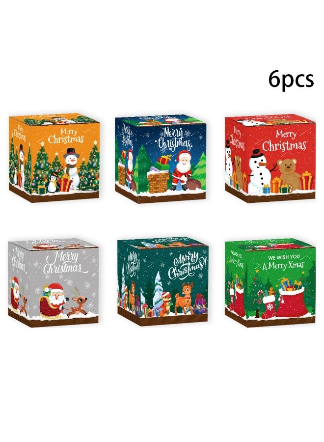 صناديق عيد الميلاد، 6 صناديق عيد الميلاد، صناديق ورقية للحلويات، للحفلات، المدرسة، الفصل - Image 1