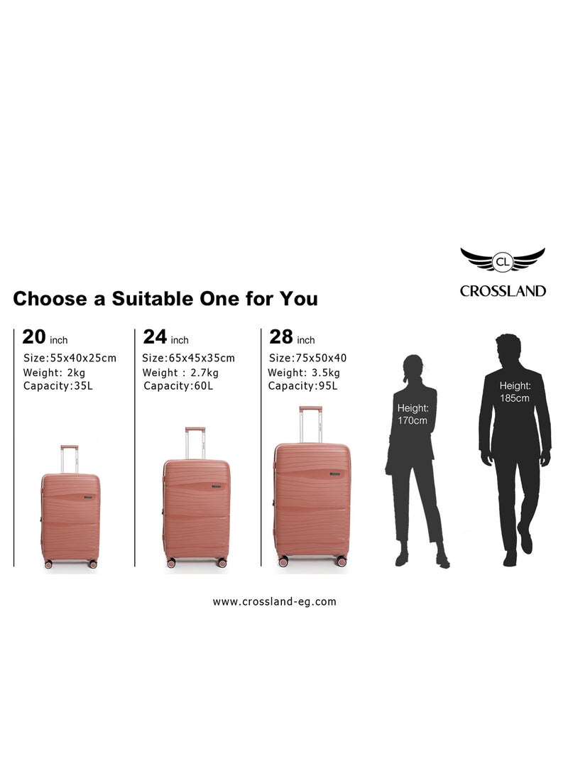 Crossland - CROSSLAND Unbreakable Large Size Trolley Luggage With TSA Lock,4 Silent Move Spinners Wheels, Double Expandable Zipper - 28 Inch - Image 1
