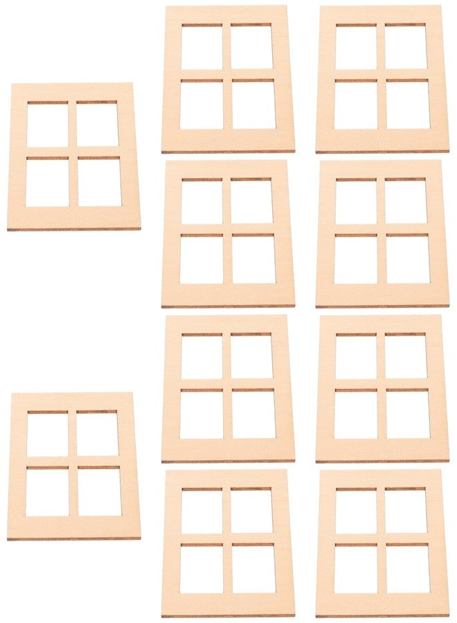 SUPVOX 10Pcs Dollhouse Windows, Miniature Wooden Window Frames, 1:12 Scale DIY Doll House Accessories for Decoration, 2.71 X 2.71 X 0.07 Inch - Image 1