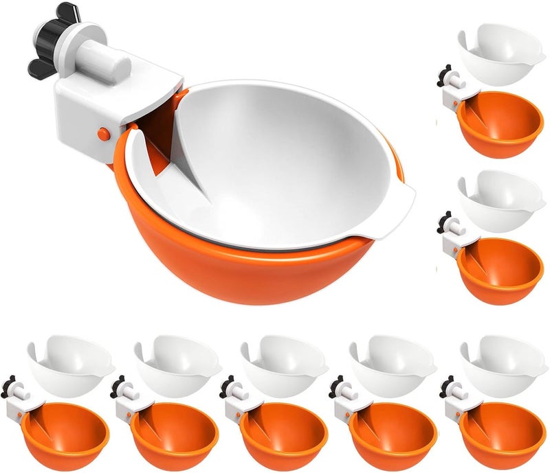 WORLEYX Zelbuck Large Automatic Chicken Waterer Cups, Chicken Water Feeder Suitable for , Duck, Goose, Turkey and Bunny, DIY Poultry Water Feeder Kit (8 Pack-Orange) - Image 1