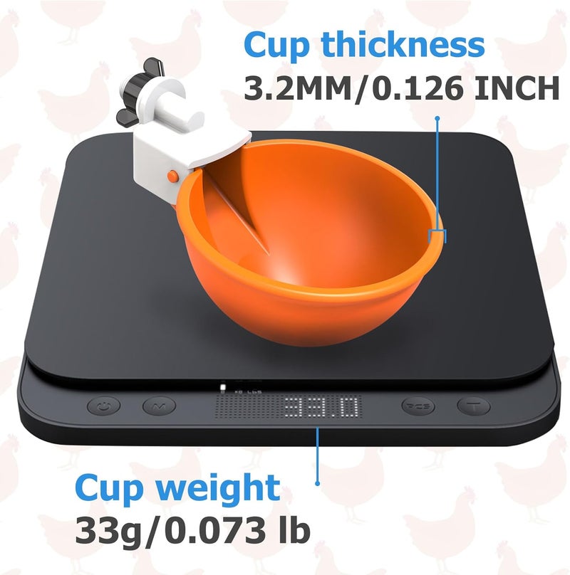 WORLEYX Zelbuck Large Automatic Chicken Waterer Cups, Chicken Water Feeder Suitable for , Duck, Goose, Turkey and Bunny, DIY Poultry Water Feeder Kit (8 Pack-Orange) - Image 5