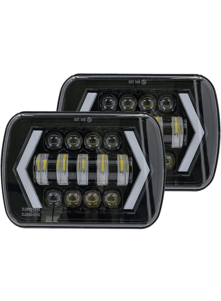 MR.SMART Mr Smart 7-inch LED Headlights, DRL with Turn Signal, High/Low Beam, Arrow Halo Design, Black, Set of 2  - Image 1