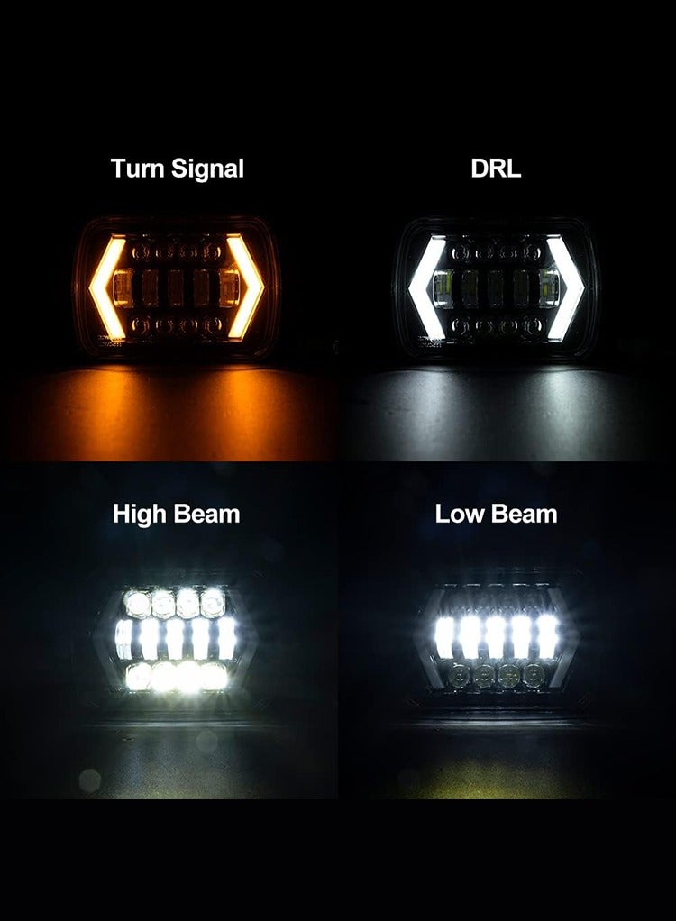 MR.SMART Mr Smart 7-inch LED Headlights, DRL with Turn Signal, High/Low Beam, Arrow Halo Design, Black, Set of 2  - Image 2