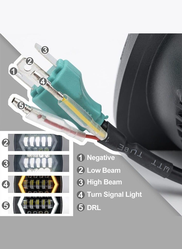 MR.SMART Mr Smart 7-inch LED Headlights, DRL with Turn Signal, High/Low Beam, Arrow Halo Design, Black, Set of 2  - Image 4