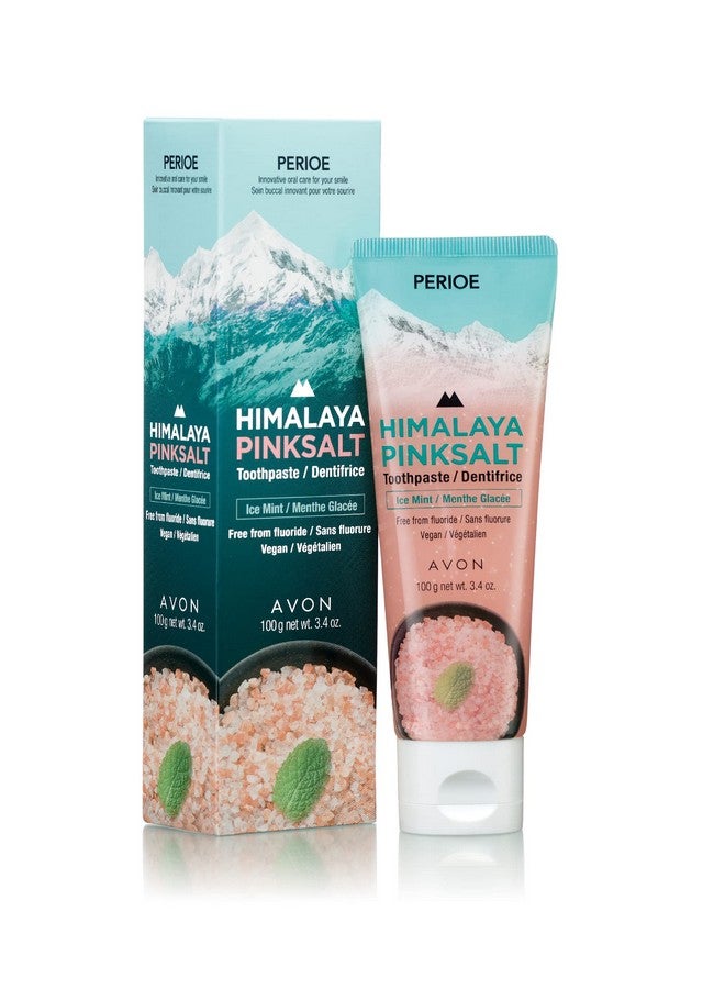 PERIOE Erioe Flouridefree Himalayan Pink Salt Toothpaste 3.4 Oz Ice Mint W/Aloe Vera ; Vegan Crueltyfree Parabenfree Plaque & Tartar Remover Oral Care Travel Size Toothpaste - Image 1