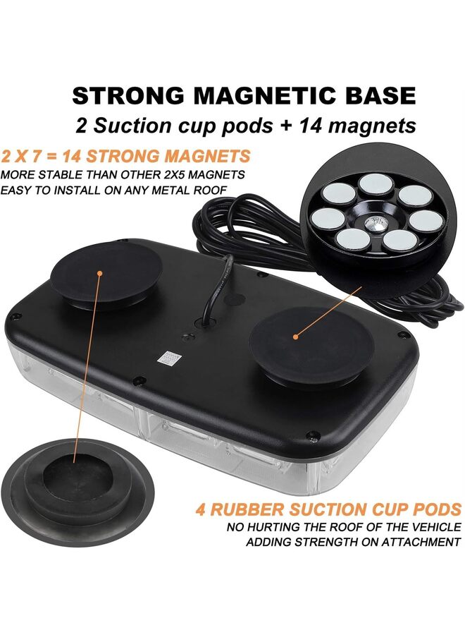 Generic 48LED Roof Top Strobe Lights,High Visibility Emergency Safety Warning LED Mini Strobe Light bar with Magnetic Base for 12-24V Trucks,Construction Vehicles(Yellowwhite) - Image 2