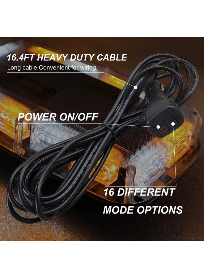 Generic 48LED Roof Top Strobe Lights,High Visibility Emergency Safety Warning LED Mini Strobe Light bar with Magnetic Base for 12-24V Trucks,Construction Vehicles(Yellowwhite) - Image 3