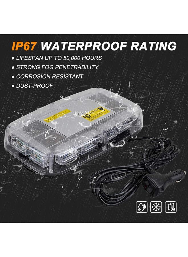 Generic 48LED Roof Top Strobe Lights,High Visibility Emergency Safety Warning LED Mini Strobe Light bar with Magnetic Base for 12-24V Trucks,Construction Vehicles(Yellowwhite) - Image 5