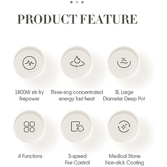 OIDIRE Non Stick Deep Fry Pan 3L NonStick Saucepan With Lid And 12H Timer 1200W Cooker For Steak Hot Pot Tom Yum Fried Rice Ramen Oatmeal Soup With 5 Power Adjustable - Image 3