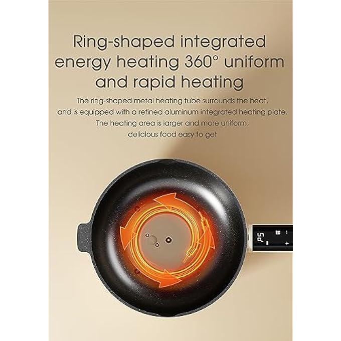 OIDIRE Non Stick Deep Fry Pan 3L NonStick Saucepan With Lid And 12H Timer 1200W Cooker For Steak Hot Pot Tom Yum Fried Rice Ramen Oatmeal Soup With 5 Power Adjustable - Image 5