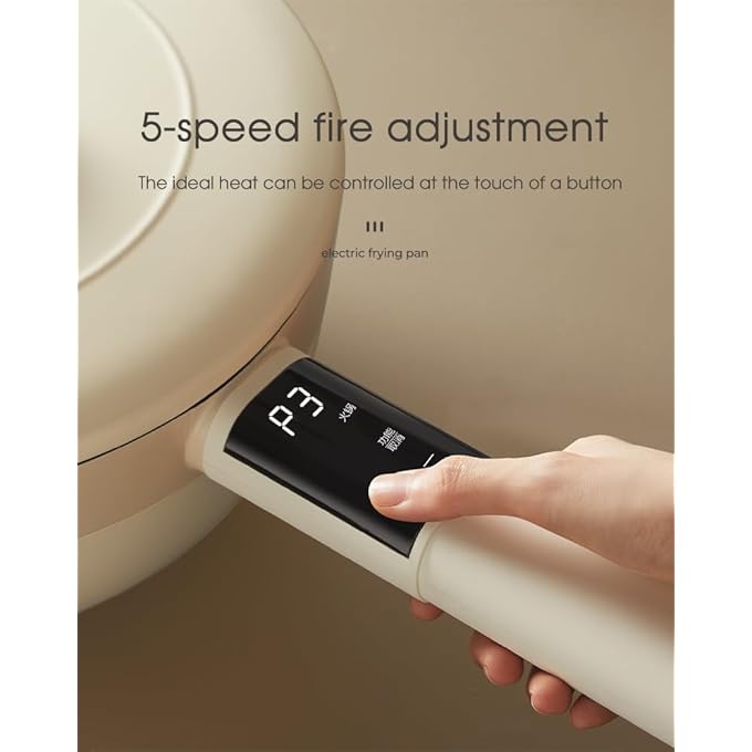 OIDIRE Non Stick Deep Fry Pan 3L NonStick Saucepan With Lid And 12H Timer 1200W Cooker For Steak Hot Pot Tom Yum Fried Rice Ramen Oatmeal Soup With 5 Power Adjustable - Image 4