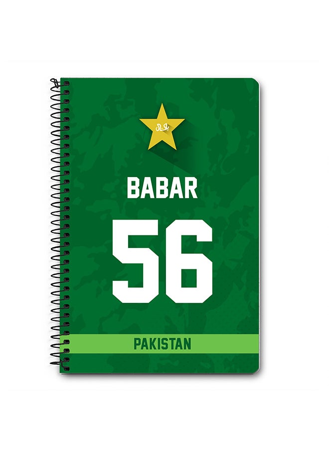 Stylizedd - Designer A5 Spiral Notebook Memo Notepad Journal  Player - Babar Azam, Jersey Number -56 (With Logo) - Image 1