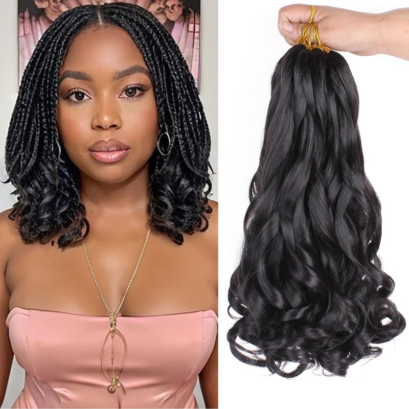 Xtrend 12 Inch Precurled French Curly Hair with Bouncy Loose Wave Ends for Goddess Box Braids Extension 1B