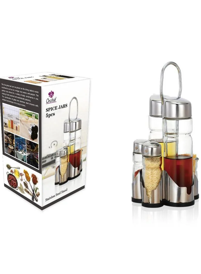 Orchid Glass 5-Pieces Spice Jar Set