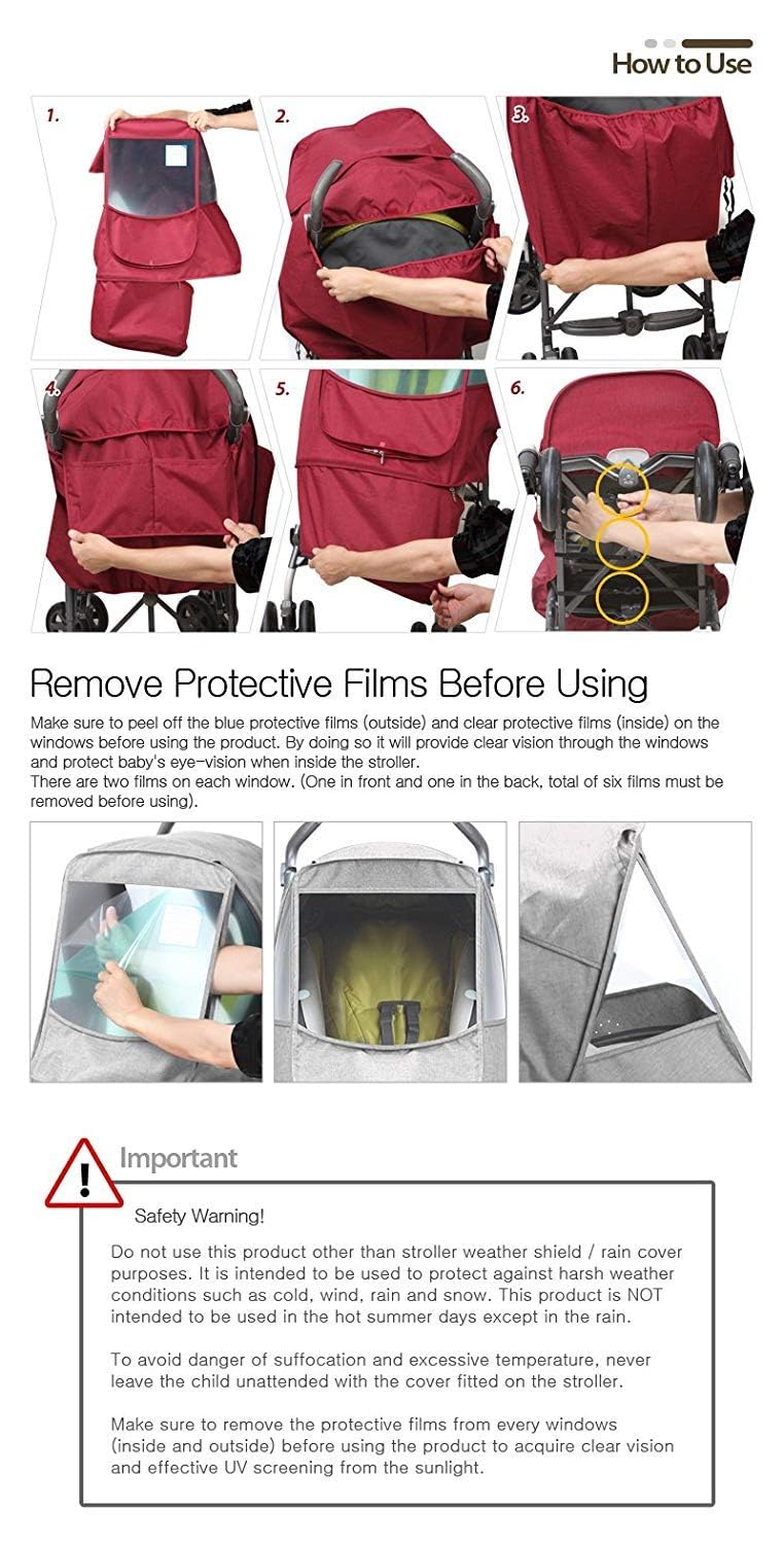 Manito Melange Alpha Stroller Weather Shield (Black Grey) - Image 3