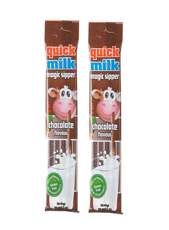 Quick Milk Gluten-free Magic Sipper Straws (Chocolate Flavour)-Pack of 2, (2 x 30g) | Imported | Magic Sipper