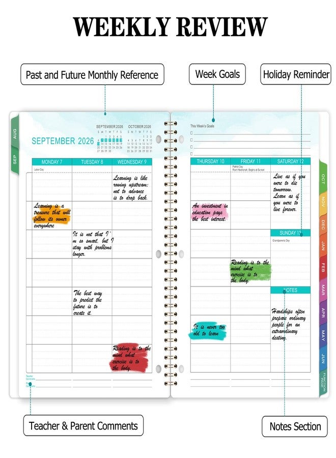 Journaltastic Student Planner 2026-2027 - Student Planner, School Planner 2026-2027, August 2026 - June 2027, 8.5" x 11", 26-27 Academic Planner with 3-Hole Punched, Colourful Monthly Tabs & Stickers, Calendar for Middle or High School - Image 5