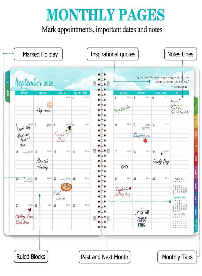 Journaltastic Student Planner 2026-2027 - Student Planner, School Planner 2026-2027, August 2026 - June 2027, 8.5" x 11", 26-27 Academic Planner with 3-Hole Punched, Colourful Monthly Tabs & Stickers, Calendar for Middle or High School - Image 4