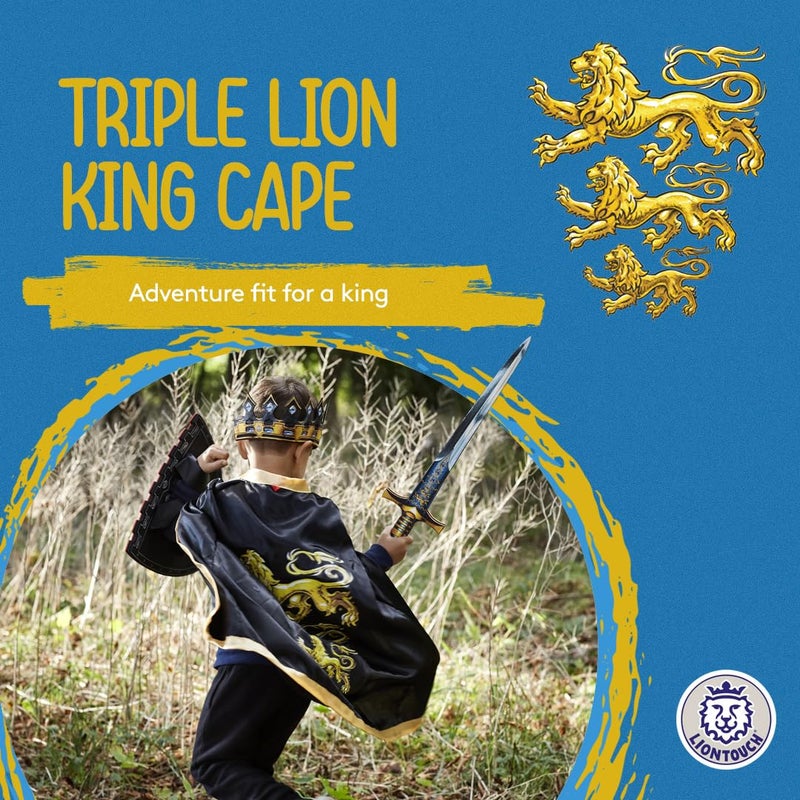 Liontouch - Triple Lion King Cape | 3-8 Years - One Size Fits All | Medieval Pretend Play Toy Cloak for Boys Ready for Adventure | Roleplay, Dress Up, Fancy Dresses & Royal Costumes for Kids - Image 2