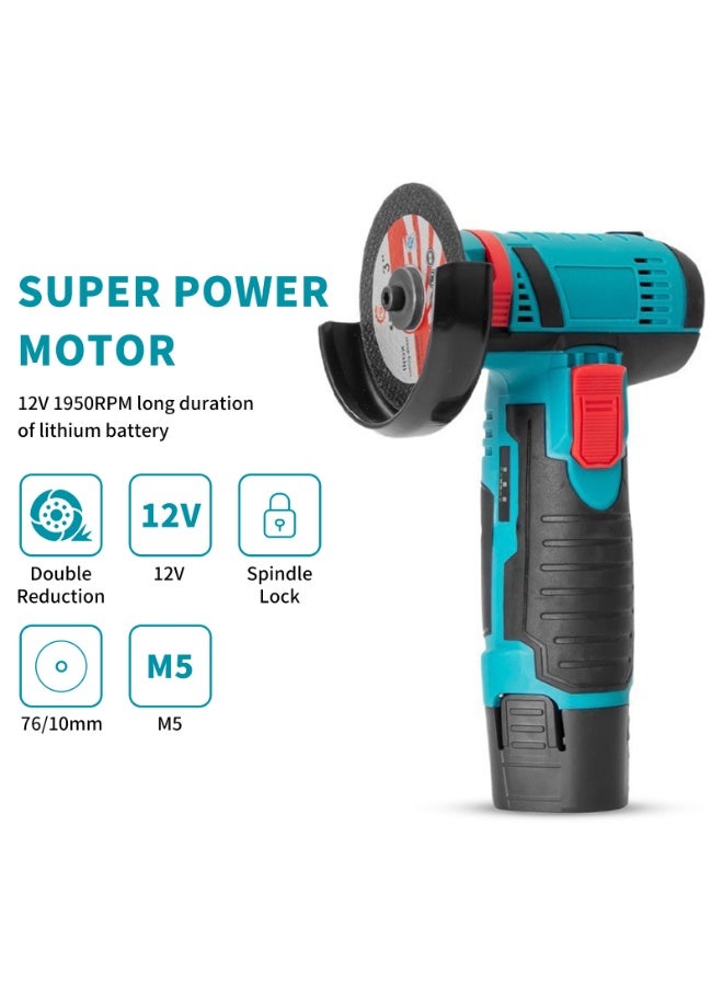 جلاخة زاوية ليثيوم لاسلكية، وجهاز تلميع يدوي قابل لإعادة الشحن، وآلة قطع صغيرة ببطاريتين 12 فولت - Image 4