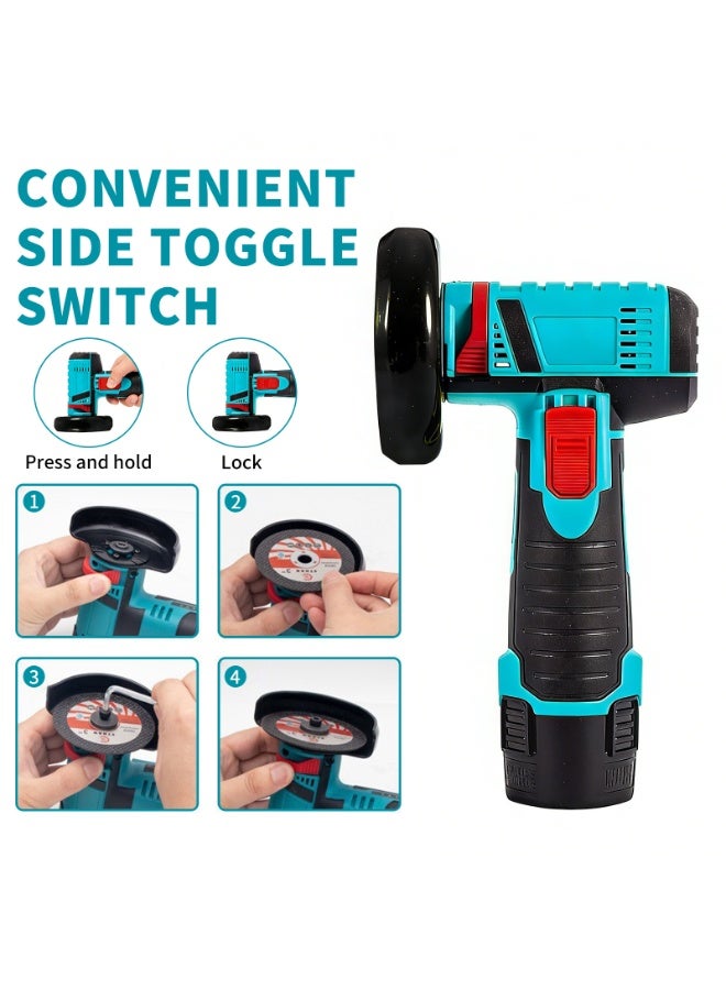 جلاخة زاوية ليثيوم لاسلكية، وجهاز تلميع يدوي قابل لإعادة الشحن، وآلة قطع صغيرة ببطاريتين 12 فولت - Image 3