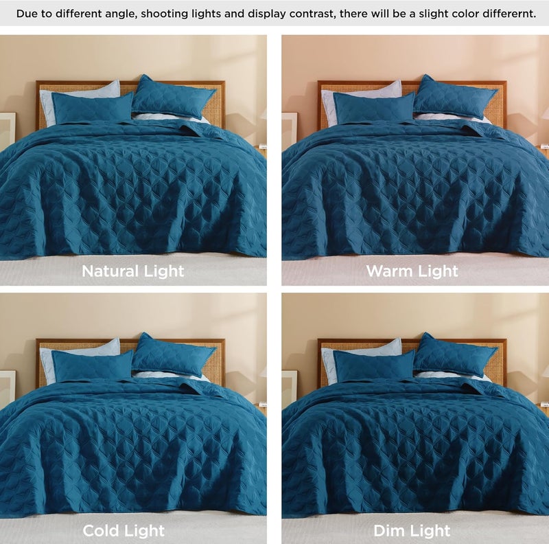 Litanika Twin Size Summer Quilt Comforter Teal - Lightweight Bedspreads & Coverlets Turquoise - Bedding Cover Bed Decor All Season - 2 Pieces (1 Quilt, 1 Pillowcase) - Image 5