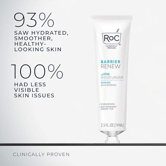 RoC Barrier Renew Night Moisturizer with Ceramides & Antioxidant Green Tea and Lipo Peptides to Renew Skin Barrier, (2.5 oz) with Retinol Eye Cream Packette - Image 3