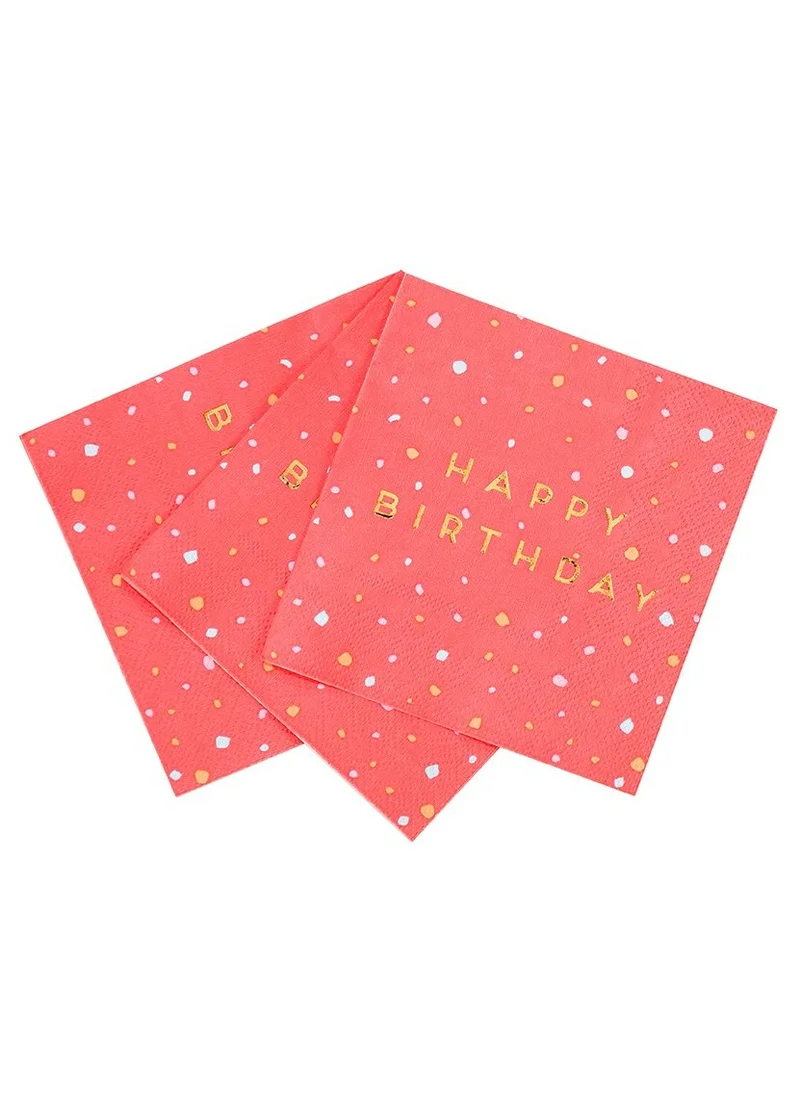 Talking Tables Pink Happy Birthday Paper Party Napkins