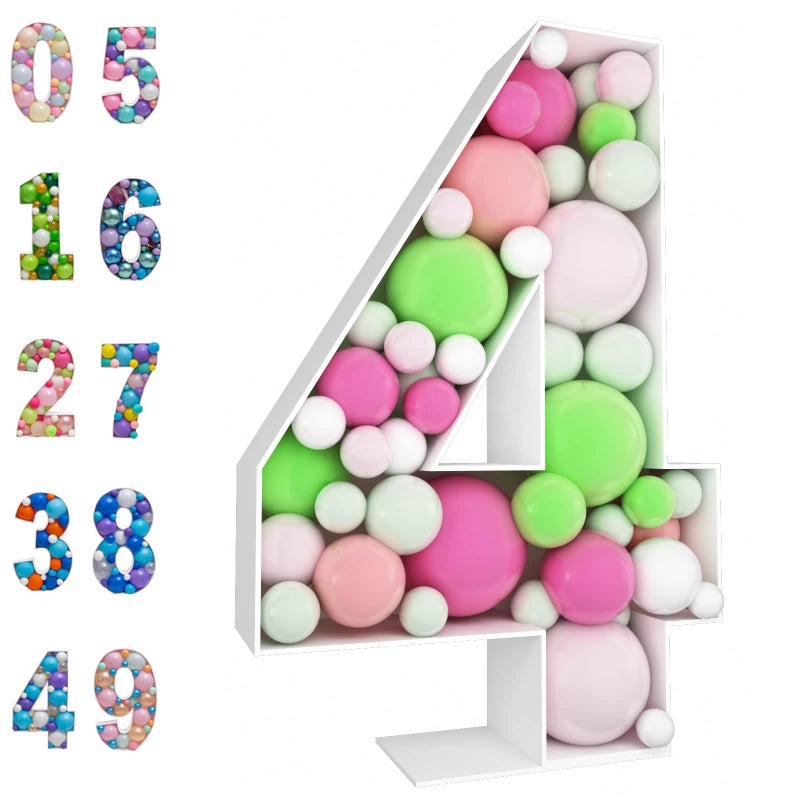 JoyBox Design 3FT Mosaic Balloon Frame Number 4 Light Up Numbers PreCut Kit Thick Foam Board for Birthday Decoration - Image 2