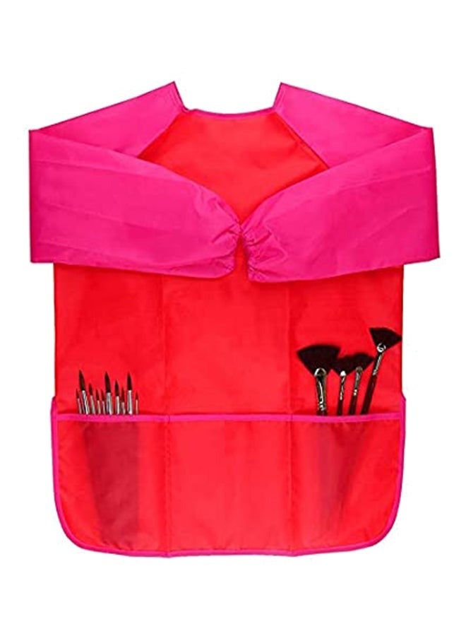 Waterproof Long Sleeve Artist Painting Apron Red - Image 1