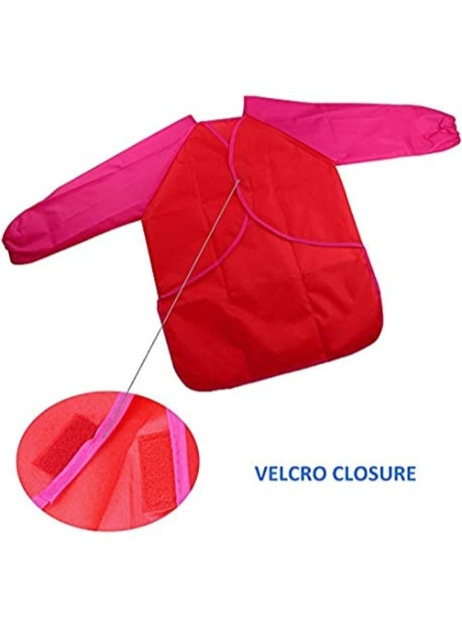 Waterproof Long Sleeve Artist Painting Apron Red - Image 2