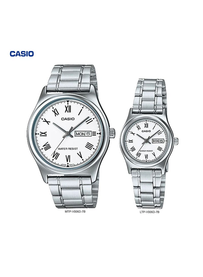 Casio Stainless Steel Day And Date Display Analog Couple Watch MTP/LTP-V006D-7BUDF - Image 4