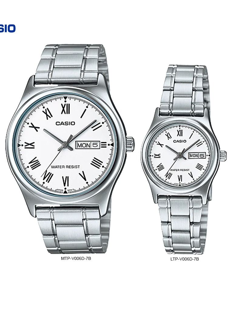Casio Stainless Steel Day And Date Display Analog Couple Watch MTP/LTP-V006D-7BUDF - Image 1