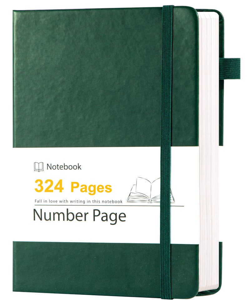 Yoment Leather Journal for Men Women, 324 Numbered Pages Thick Journals for Writing with Contents, A5 Hardcover College Ruled Journaling Notebooks for Travel, Note Taking, Diary, Green - Image 1