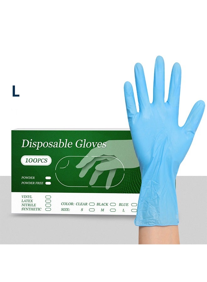 general Disposable Gloves L, Food Safe，Latex-Free and Powder-Free Clear Vinyl Gloves for Cooking, Food Prep, Household Cleaning, Exam| Medium,100 Counts, Blue - Image 1