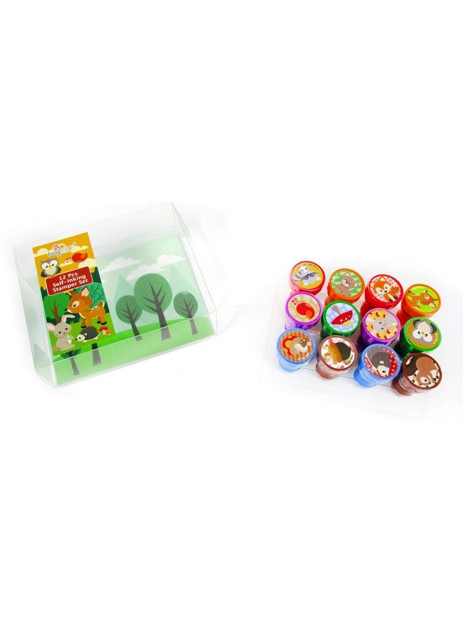 TINYMILLS 12 Pcs Woodland Animals Critters Stamp Kit For Kids Self Inking Stamps Gift Baby Shower Party Favors - Image 4