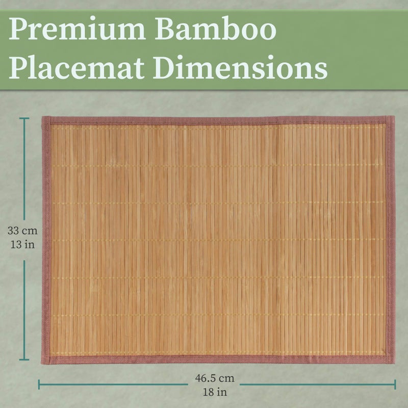 بامبو إم إن Bamboomn Bamboo Slat slat مع حدود النسيج البني - طباعة ألوان صلبة - 18 "" × 13 "" - بني كربنة - 6 مساءً - Image 4
