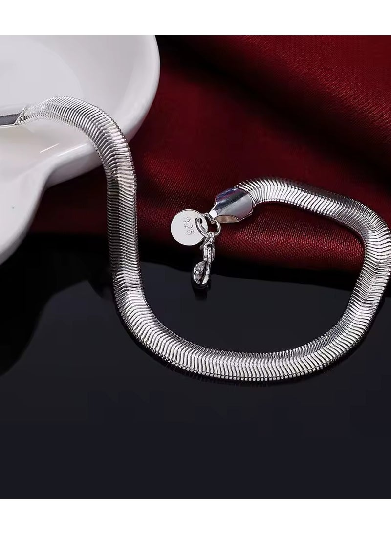 DubaiGallery Fashion 6MM Plane Snake Bone Bracelet 8 Inch Men's Fashion Bracelet - Image 1