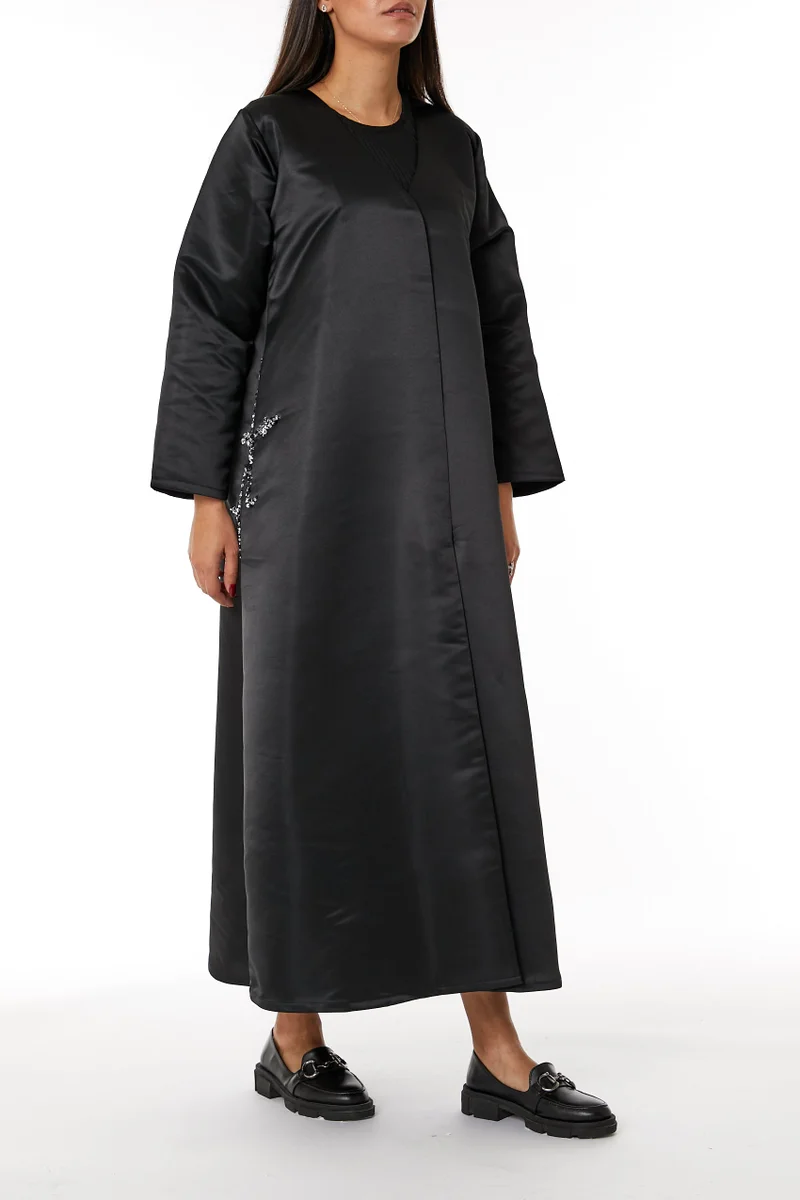Moistreet  Satin Embroidered Abaya for Women | Best Price UAE