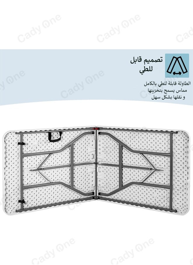Cady One - White folding table, 180x72x76cm, for trips and camping - Image 1