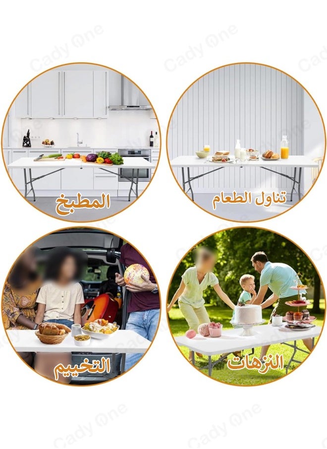 Cady One - White folding table, 180x72x76cm, for trips and camping - Image 1